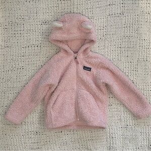 Toddler girls pink Patagonia fleece zip up hoodie